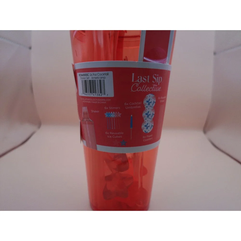 Last Sip Collective Americana Red Cocktail Shaker Set 33 Pc 26.9 oz Barware NEW